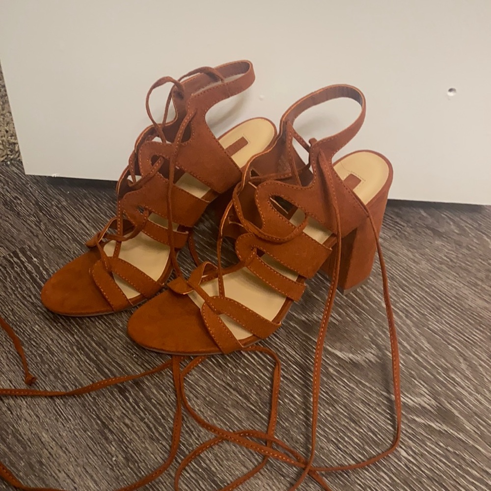 Rust colored lace up sandals